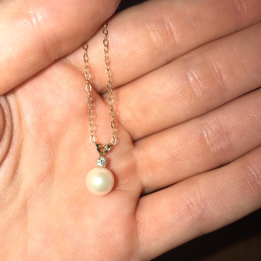 REAL DIAMOND REAL PEARL NECKLACE